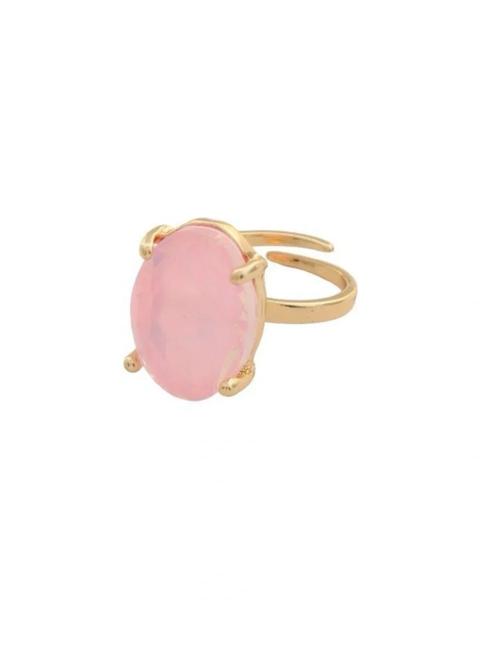 Gold Ring with Pink Oval Gemstone